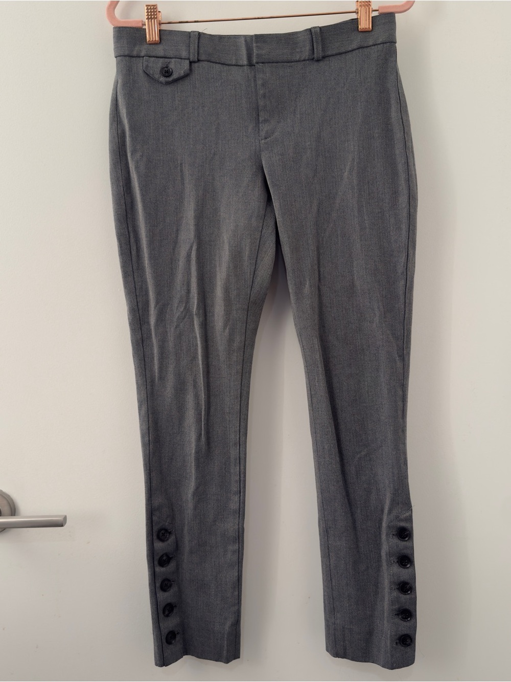 Banana Republic Grey Sloan Pants Slim Button Leg Size 2 Extra Small XS Slacks